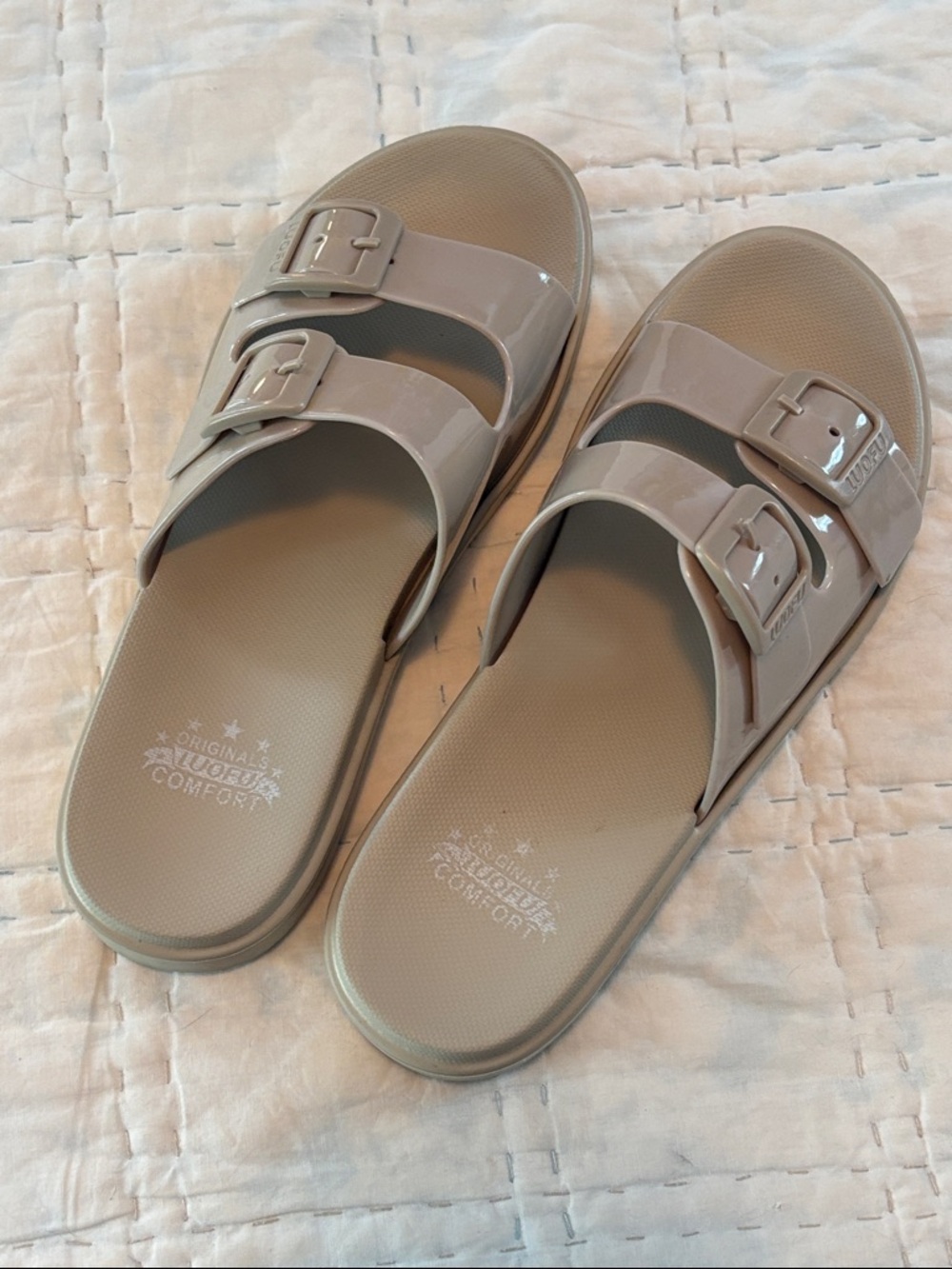 LUOFU comfort jelly slides sandals * sz 38 * US 7.5 *tan - Picture 2 of 6